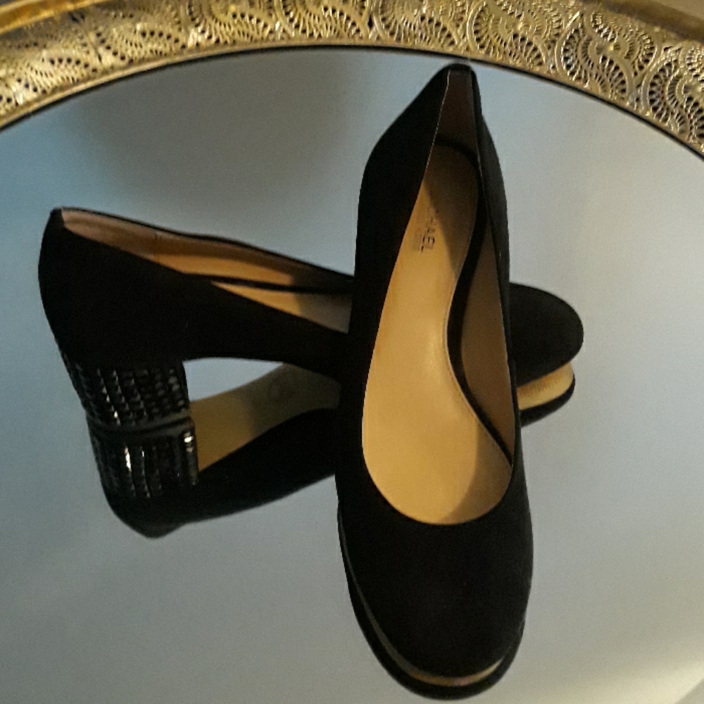 Micheal Kors Black Suede Rinestone High Heal